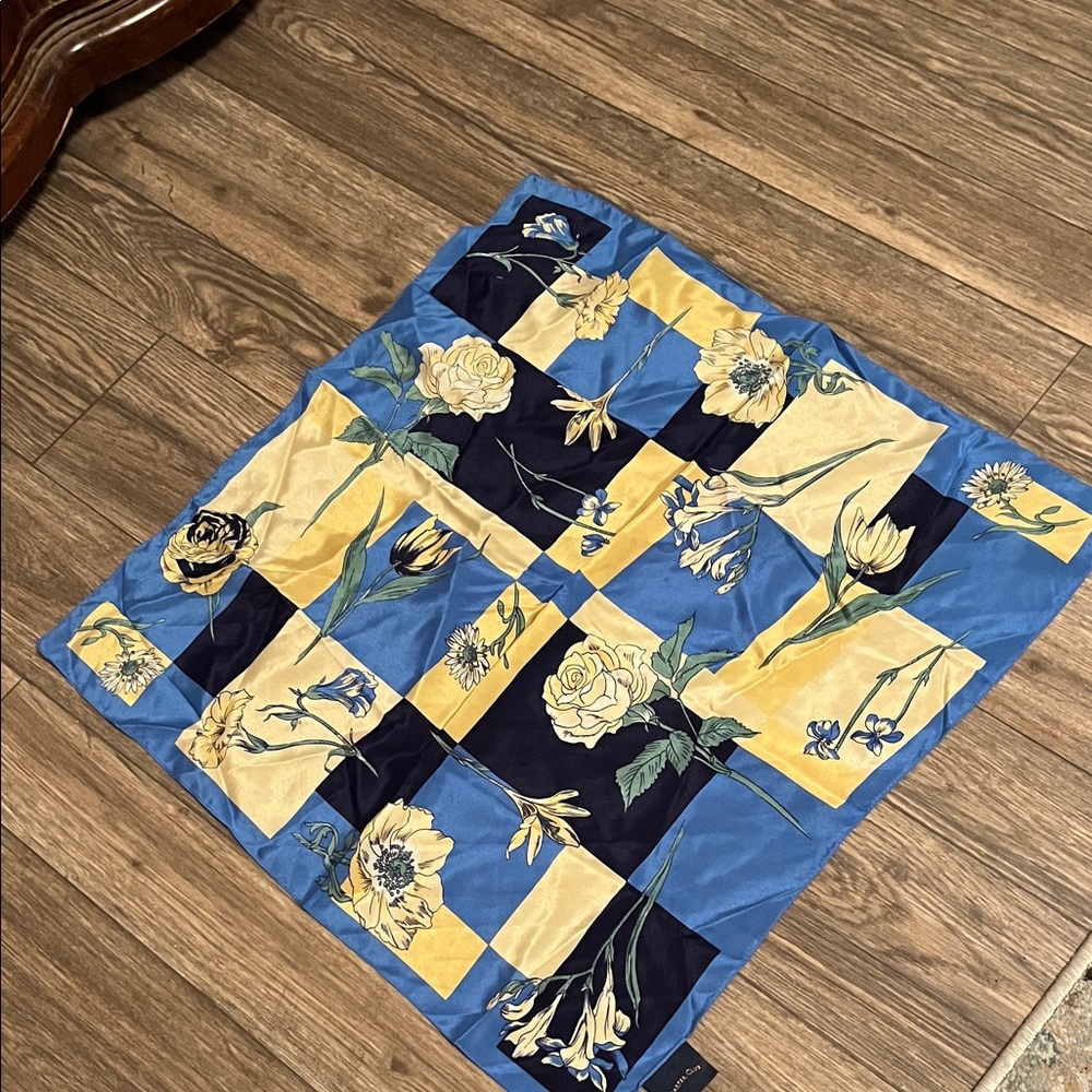 Charter Club brand silk scarf in blue floral